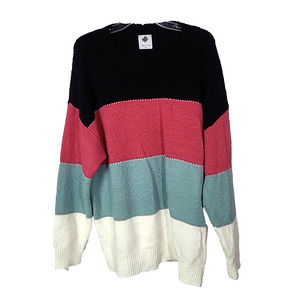 Like Love Multicolor Colorblock Knit Crew Neck Pullover Sweater Womans Size 3XL